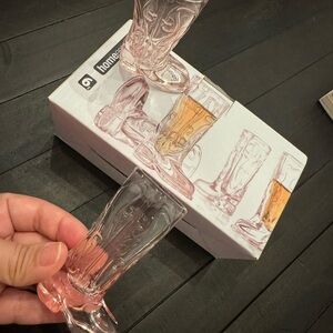 Blush Pink cowboy Embossed shot glass cowgirl boots   - Set of 2